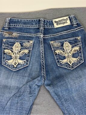 Rock & Roll Cowgirl Embellished Blue Boot Cut Jeans